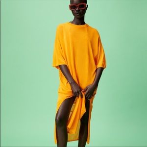 Fall dress, orange knit.